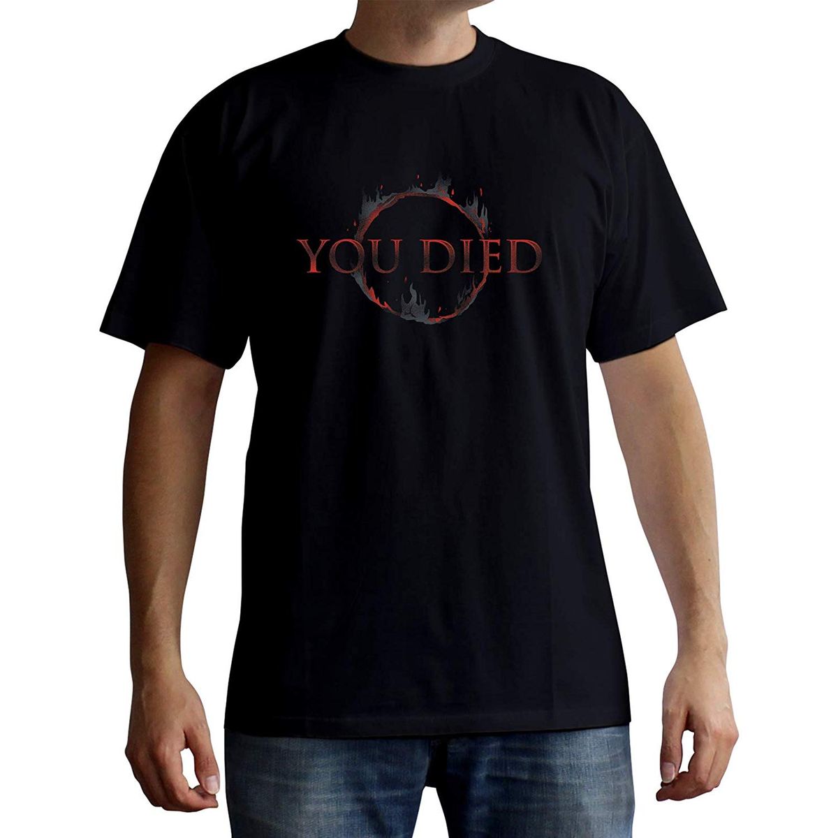 ABYSTYLE Maglietta Uomo Dark Souls 'You Died' – T-Shirt In Cotone, Nero, Taglie Regolari (XXL)