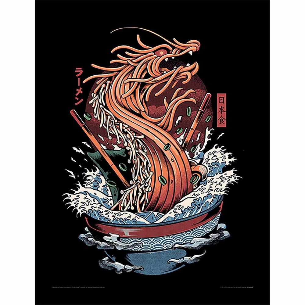 Ilustrata - Dragon Ramen - Gerahmter Kunstdruck