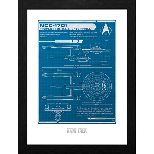 Star Trek - USS Enterprises plan -  Gerahmter Kunstdruck | yvolve Shop