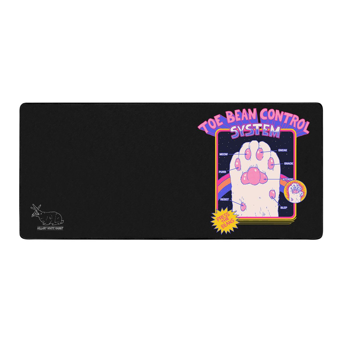 Hillary White Rabbit - Toe Bean Control System - XXL mouse pad