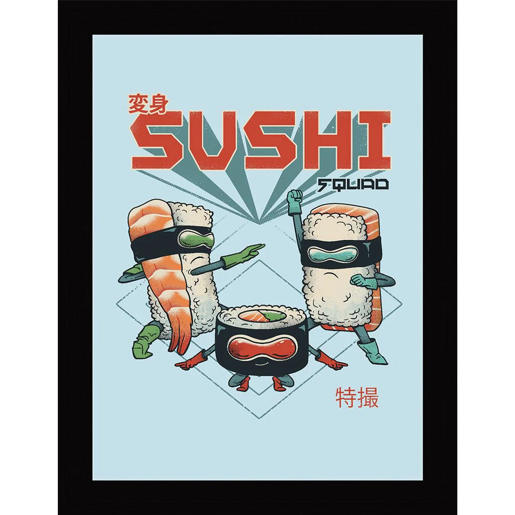 Vincent Trinidad - Sushi Squad - Gerahmter Kunstdruck
