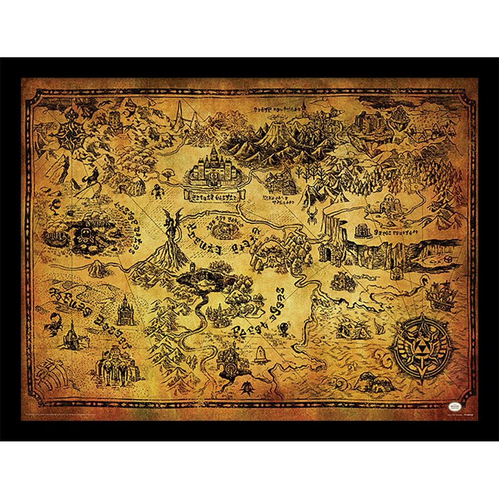 The Legend of Zelda - Hyrule Map - Gerahmter Kunstdruck
