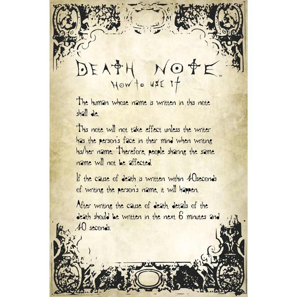 Death Note - Rules - Poster