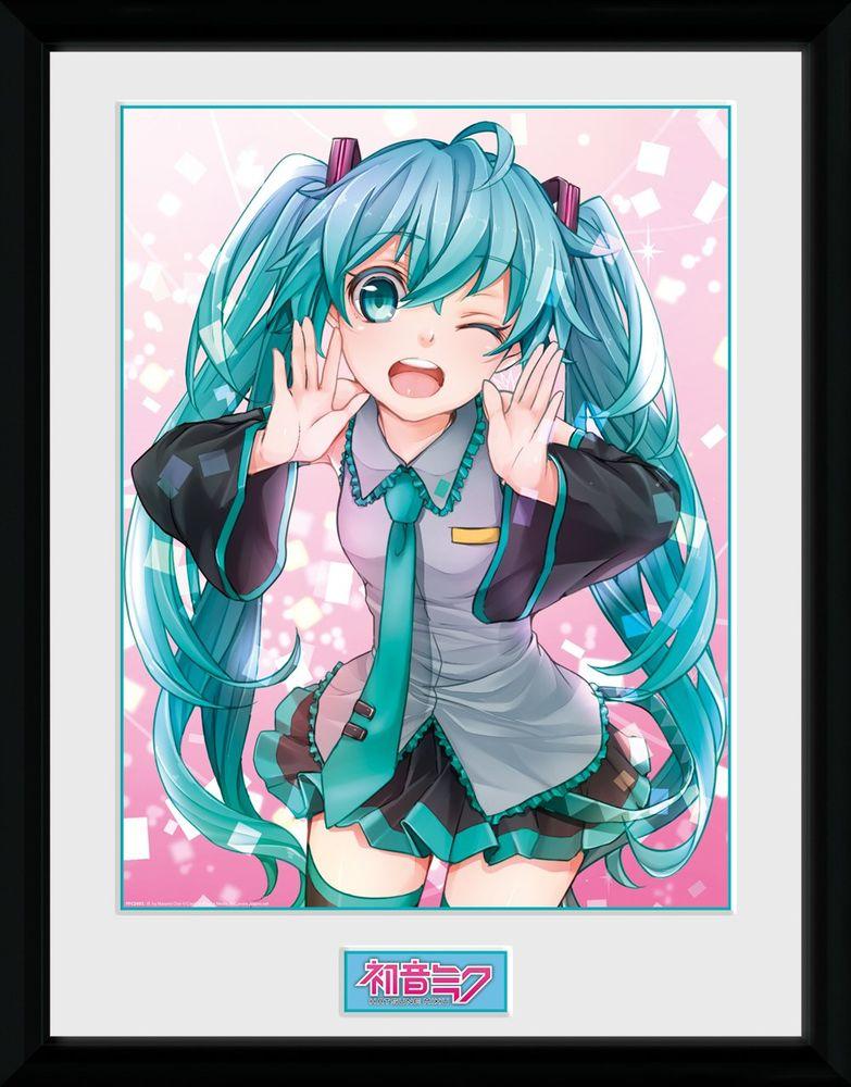 Hatsune Miku - Wink - Gerahmter Kunstdruck