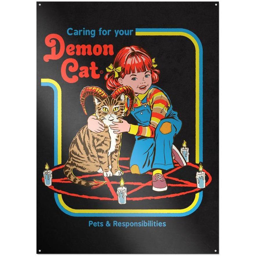 Steven Rhodes - Caring for your Demon Cat - metal sign