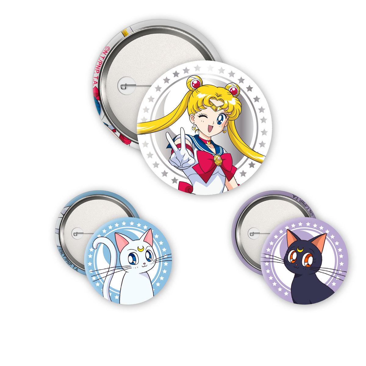 Sailor Moon - Luna, Artemis & Sailor Moon - Buttons