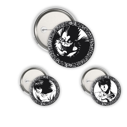 Death Note - Light, L &amp; Ryuk - Buttons