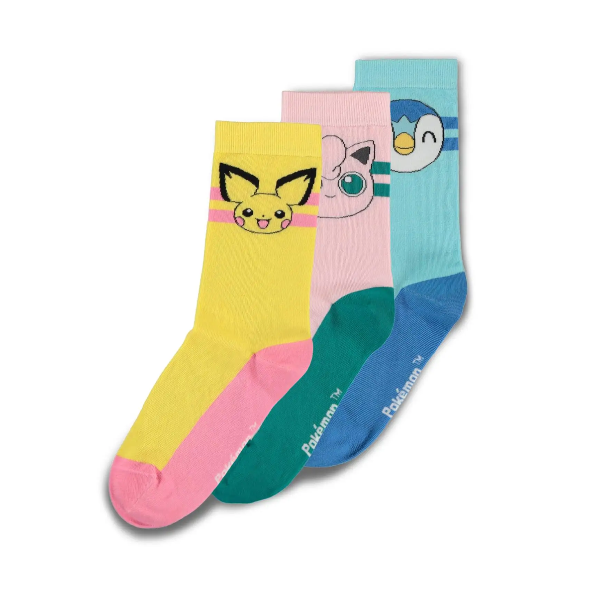 Pokémon - Piplup, Pichu, Jigglypuff - socks pack of 3