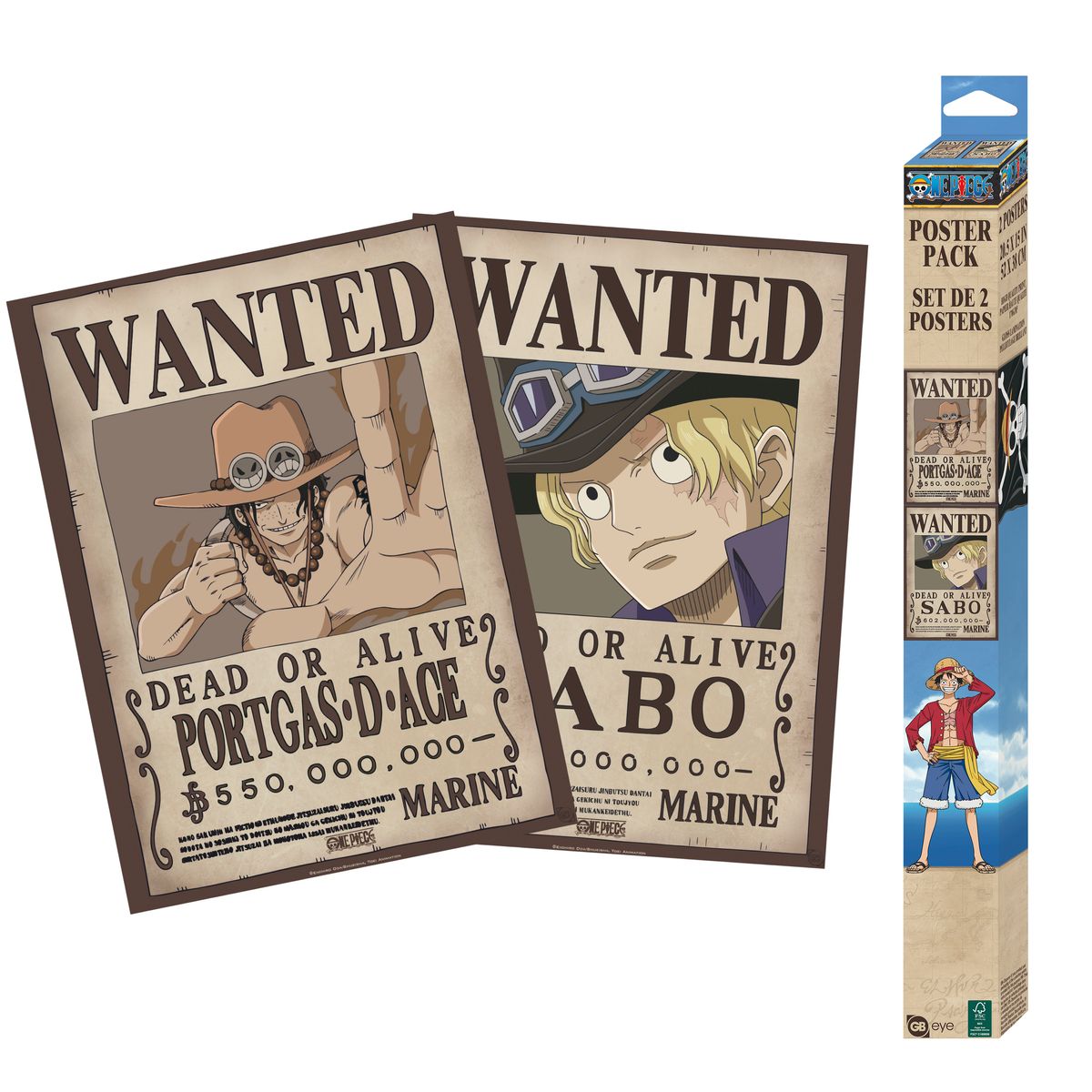 One Piece - Wanted Sabo &amp; Ace - 2 poster set