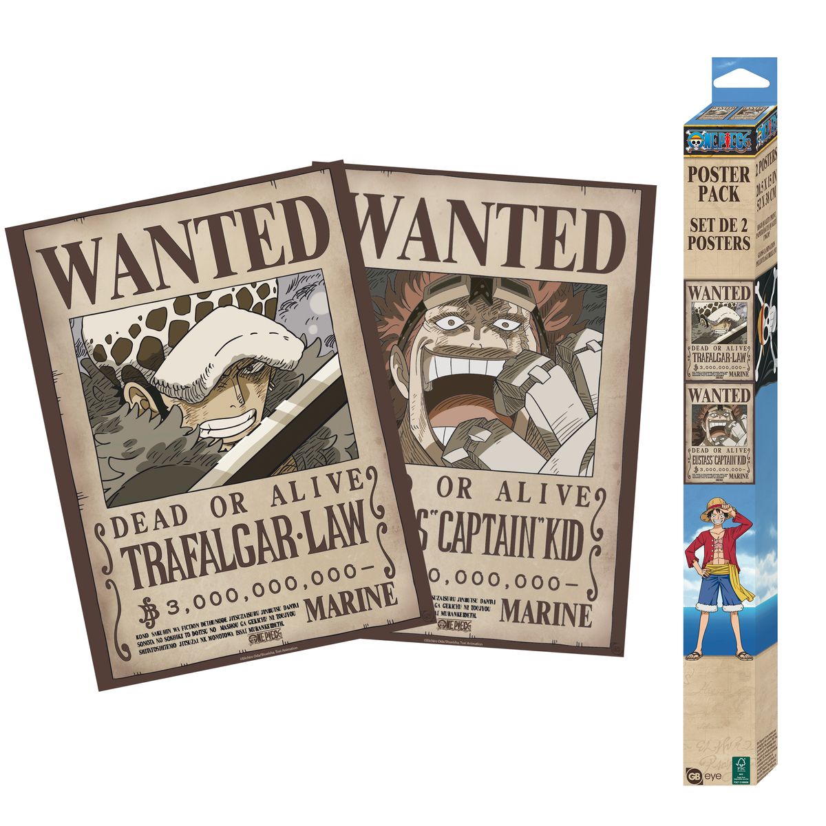 One Piece - Wanted Law &amp; Kid - 2 poster set