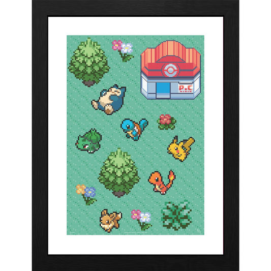 Pokémon - Pixel Art - Gerahmter Kunstdruck