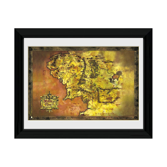 Herr der Ringe - Karte - Gerahmter Kunstdruck