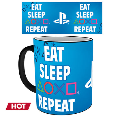 Playstation - Eat Sleep Repeat - Farbwechsel-Tasse