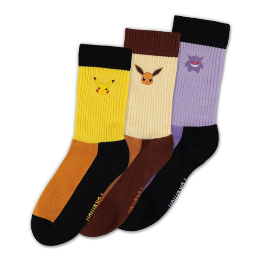 Pokémon - Pikachu, Evoli, Gengar - Socken 3-er Pack