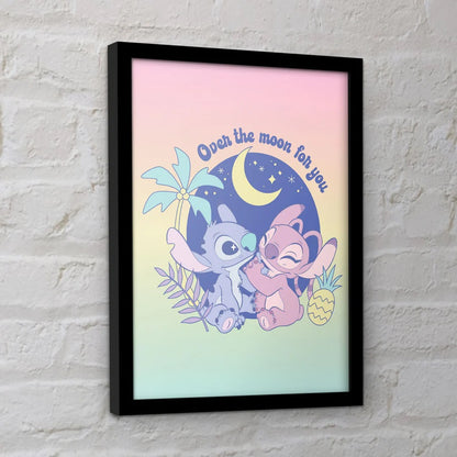 Lilo und Stitch - Over the Moon - Gerahmter Kunstdruck