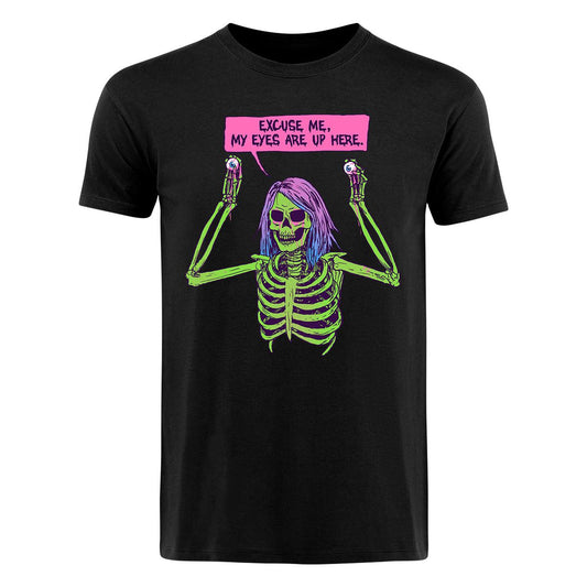 Hillary White Rabbit - My eyes are up here - T-Shirt