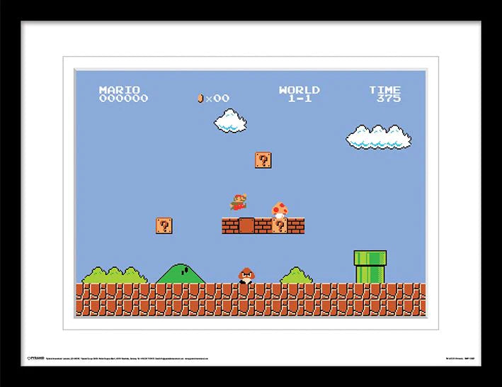 Super Mario - Super Mario Bros. - Gerahmter Kunstdruck