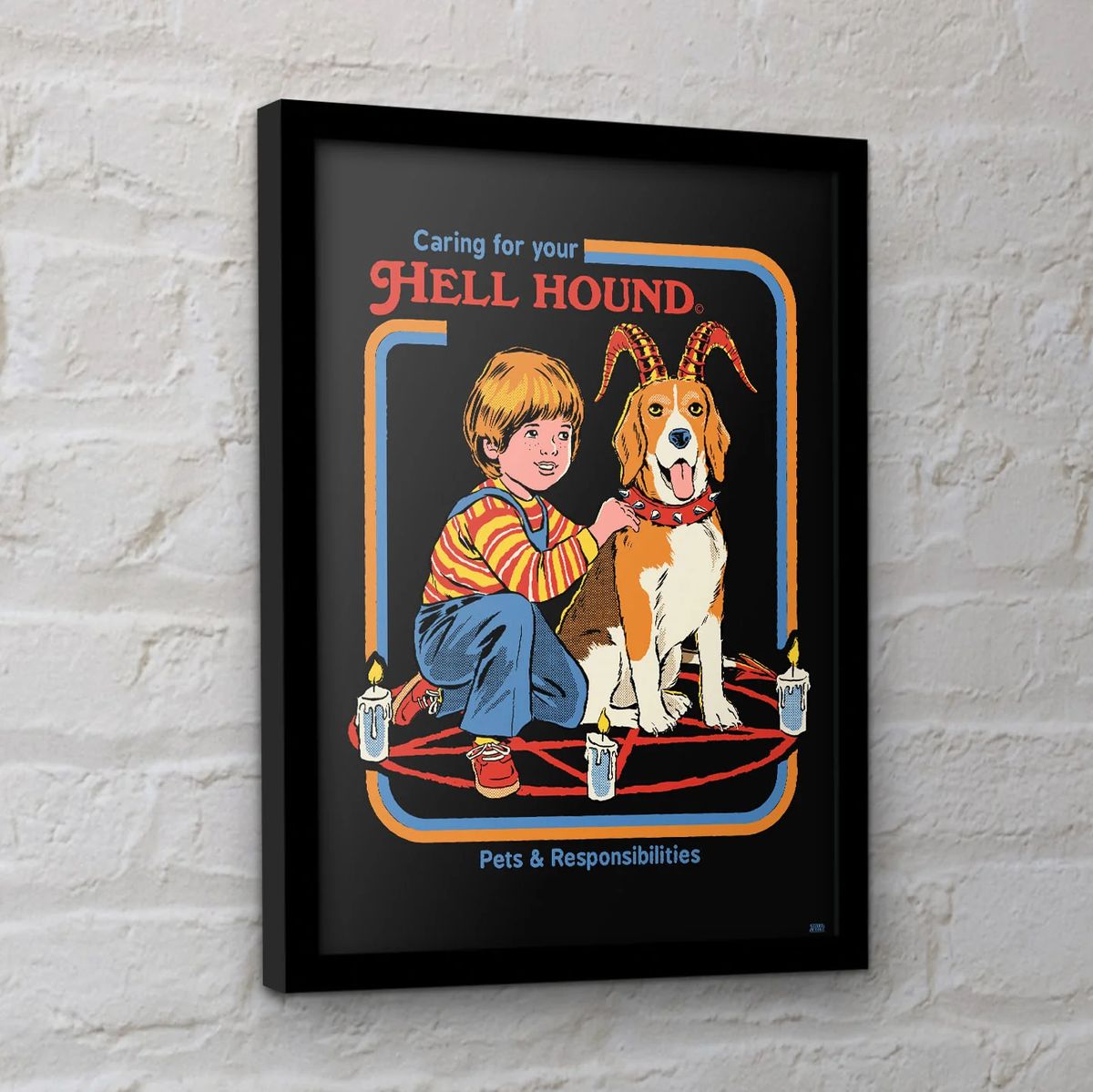 Steven Rhodes - Caring for your hell hound - Framed Art Print