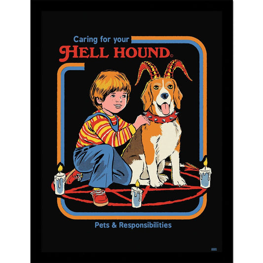 Steven Rhodes - Caring for your hell hound - Framed Art Print