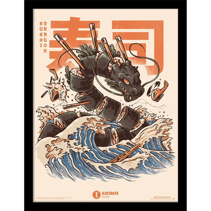 Ilustrata - The Great Sushi Dragon - Gerahmter Kunstdruck