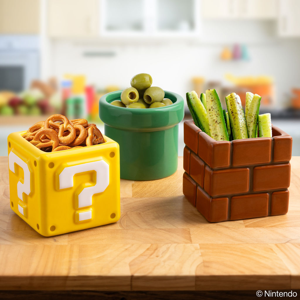 Super Mario - Block, Ziegelsteinblock & Warp-Röhre - Snack Schalen 3er Set