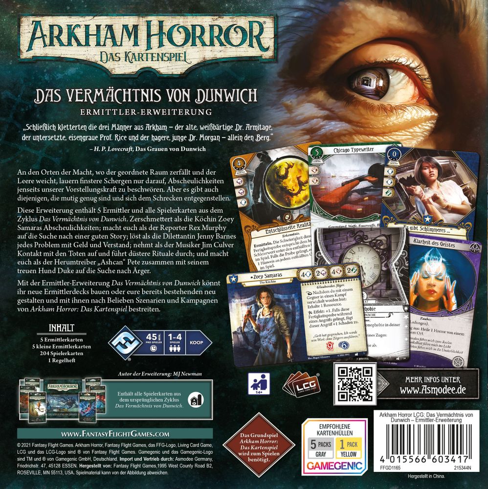 Arkham Horror - Das Vermächtnis von Dunwich - Ermittler-Erweiterung | Deutsch | yvolve Shop